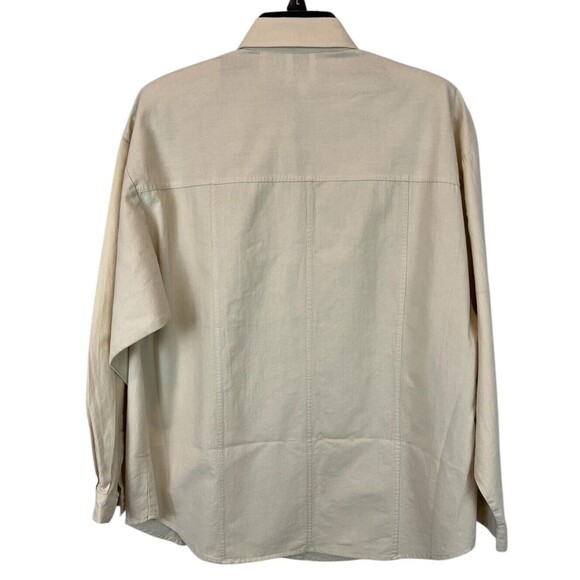 Together! Vintage 80s Button Up Shirt  Women's M  Beige LS Embroidered Western - Picture 2 of 8